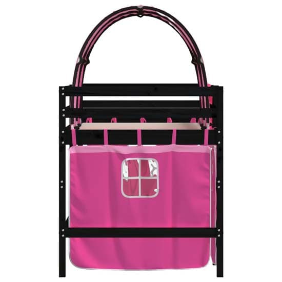 Messina Kids Pinewood Loft Bed In Black With Pink Tunnel_6