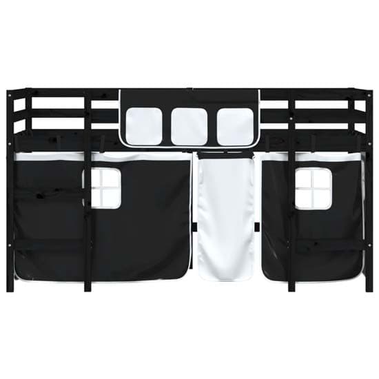 Messina Kids Pinewood Loft Bed In Black With White Black Curtains_5