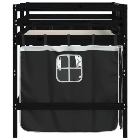 Messina Kids Pinewood Loft Bed In Black With White Black Curtains_6