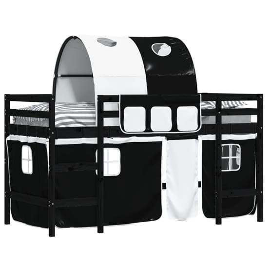 Messina Kids Pinewood Loft Bed In Black With White Black Tunnel_3