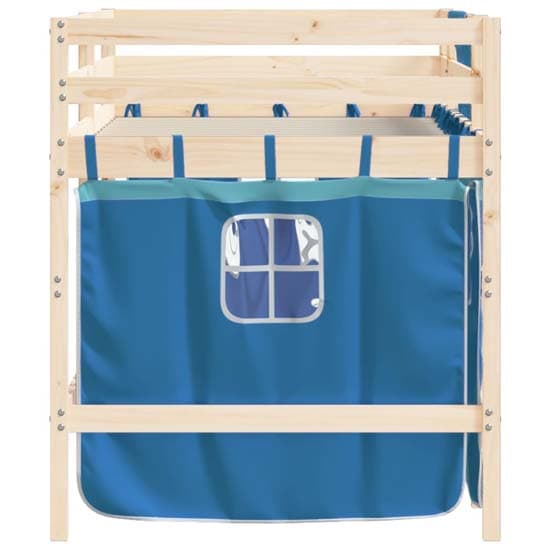 Messina Kids Pinewood Loft Bed In Natural With Blue Curtains_6