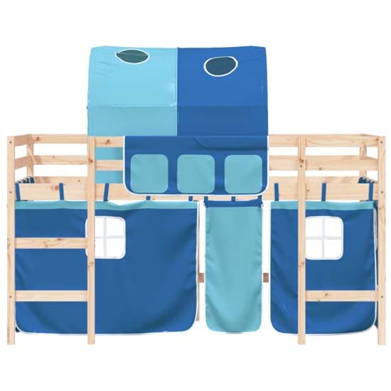 Messina Kids Pinewood Loft Bed In Natural With Blue Tunnel_5