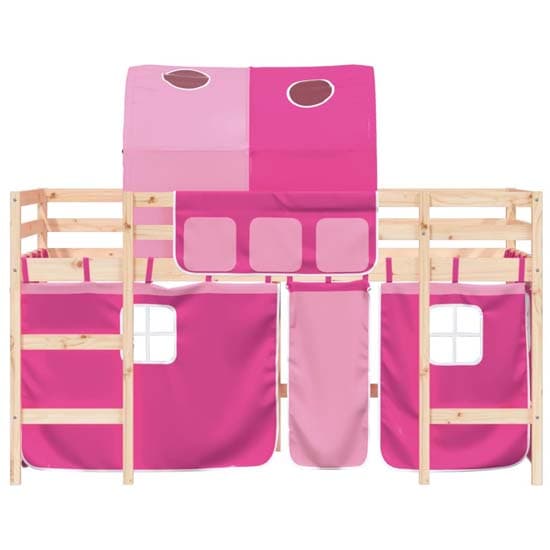 Messina Kids Pinewood Loft Bed In Natural With Pink Tunnel_5