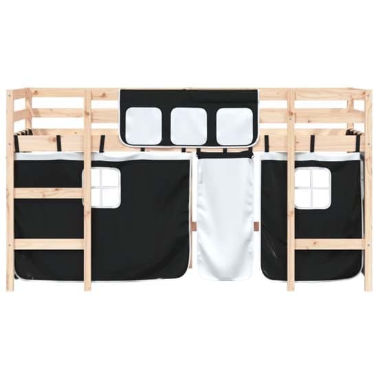 Messina Kids Pinewood Loft Bed In Natural With White Black Curtains_5