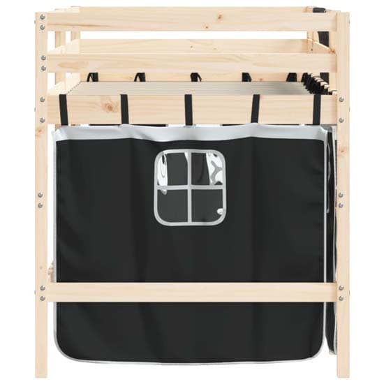 Messina Kids Pinewood Loft Bed In Natural With White Black Curtains_6