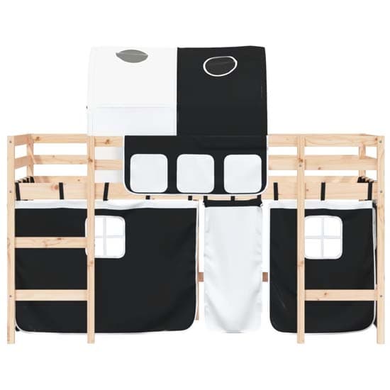 Messina Kids Pinewood Loft Bed In Natural With White Black Tunnel_5