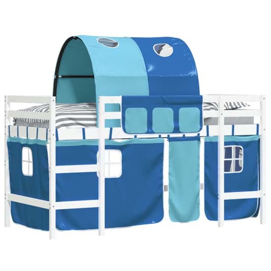 Messina Kids Pinewood Loft Bed In White With Blue Tunnel_3