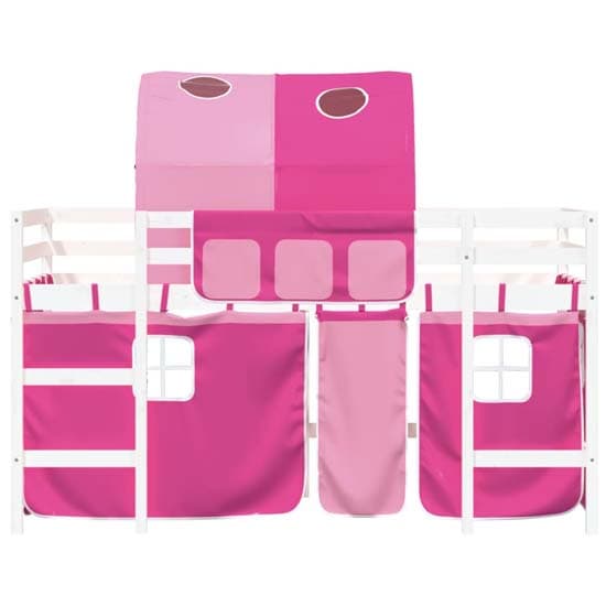 Messina Kids Pinewood Loft Bed In White With Pink Tunnel_5