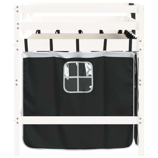 Messina Kids Pinewood Loft Bed In White With White Black Curtains_6
