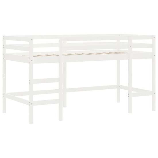 Messina Kids Pinewood Loft Bed In White With White Black Curtains_7