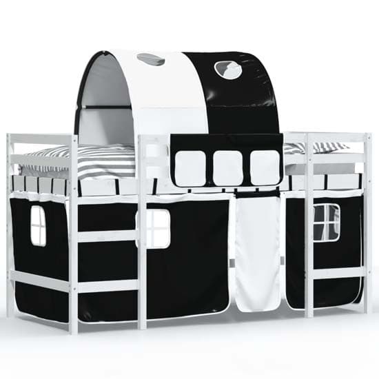 Messina Kids Pinewood Loft Bed In White With White Black Tunnel_2
