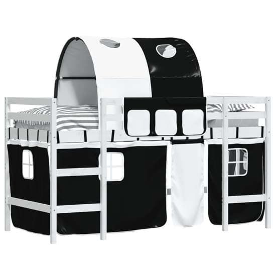 Messina Kids Pinewood Loft Bed In White With White Black Tunnel_3