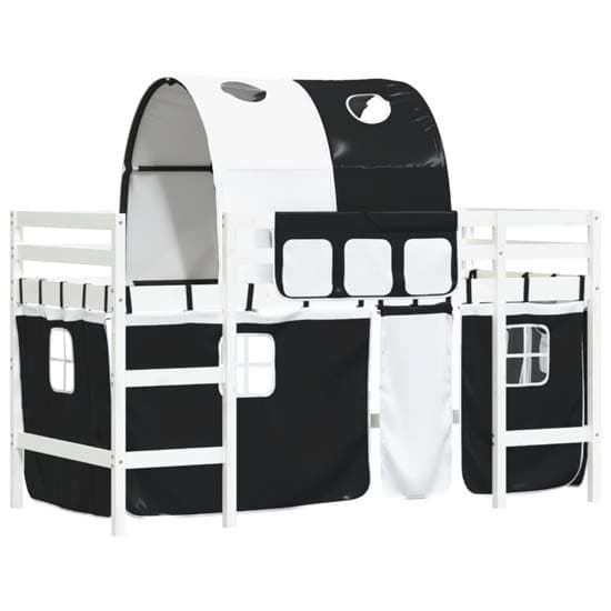 Messina Kids Pinewood Loft Bed In White With White Black Tunnel_4