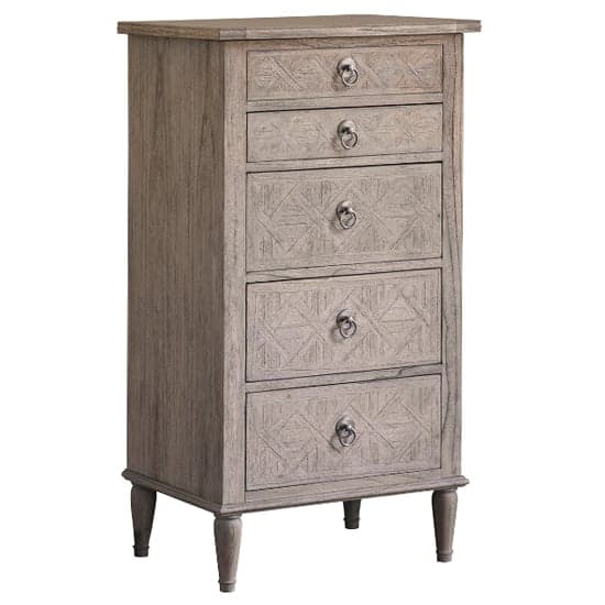 Mestiza Narrow Wooden Chest Of 5 Drawers In Natural_2