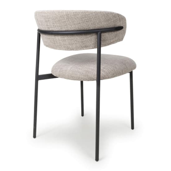 Mestre Oatmeal Tweed Fabric Dining Chairs In Pair_3