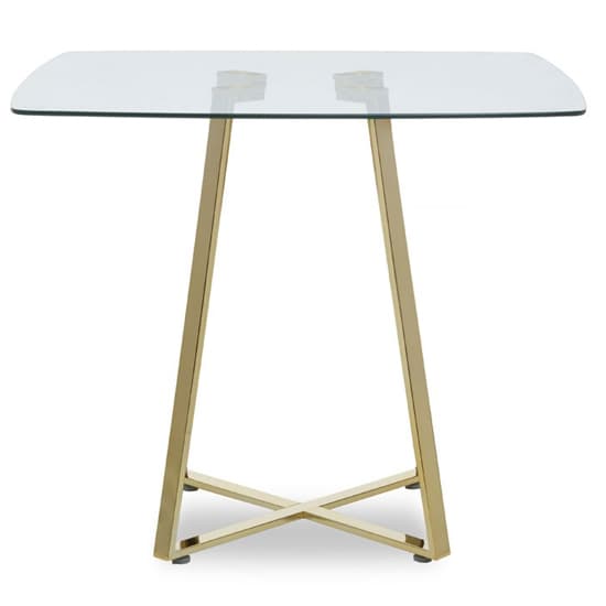 Metairie Square Clear Glass Top Dining Table With Gold Base Furniture