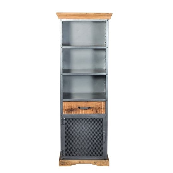 Metapoly Industrial Bookcase In Acacia With 1 Door 1 Drawer_2