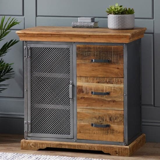 Metapoly Industrial Sideboard In Acacia With 1 Door 3 Drawers_1