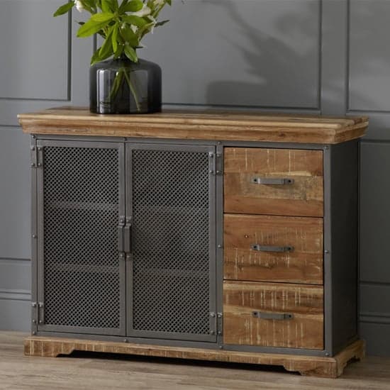 Metapoly Industrial Sideboard In Acacia With 2 Doors 3 Drawers_1
