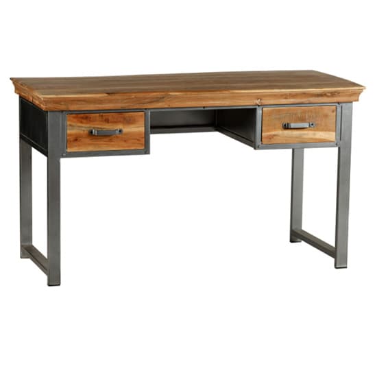 Metapoly Industrial Study Desk In Acacia With 2 Drawers_2