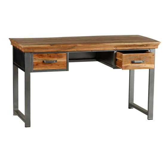 Metapoly Industrial Study Desk In Acacia With 2 Drawers_3