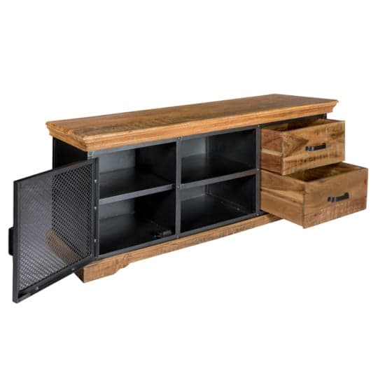 Metapoly Industrial TV Stand In Acacia With 1 Door 2 Drawers_2