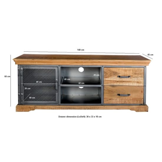 Metapoly Industrial TV Stand In Acacia With 1 Door 2 Drawers_3