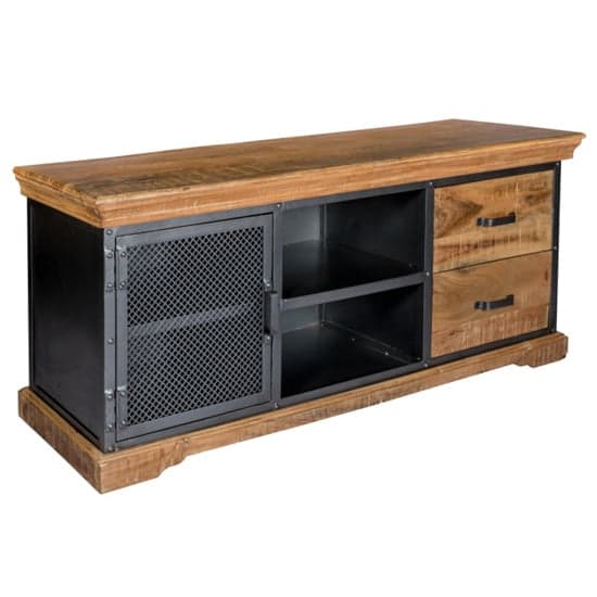 Metapoly Industrial TV Stand In Acacia With 1 Door 2 Drawers_1