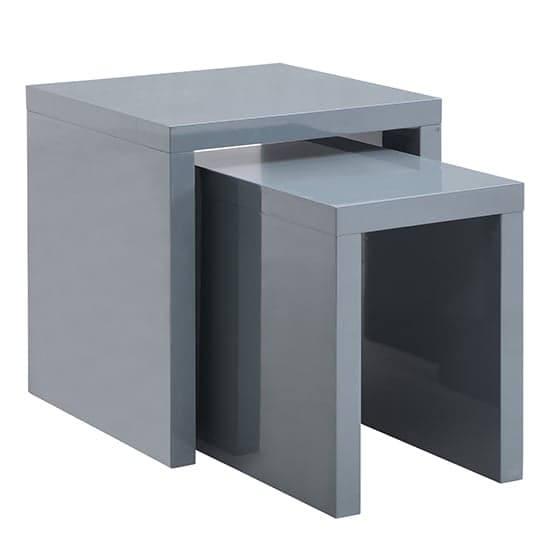 Metro Square High Gloss Set Of 2 Nesting Tables In Grey_4