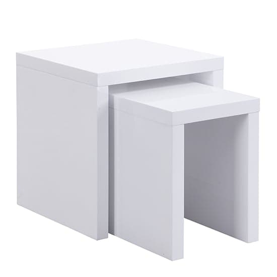 Metro Square High Gloss Set Of 2 Nesting Tables In White_4