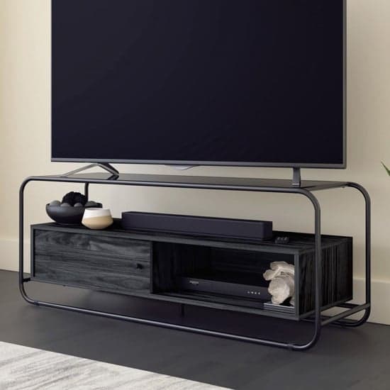Metro Wooden TV Stand With Open Shelf In Misted Elm_1