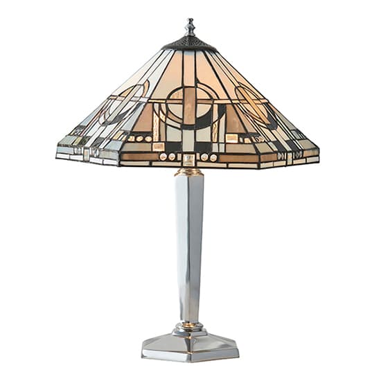 Metropolitan Tiffany Glass Table Lamp In Polished Aluminium_4
