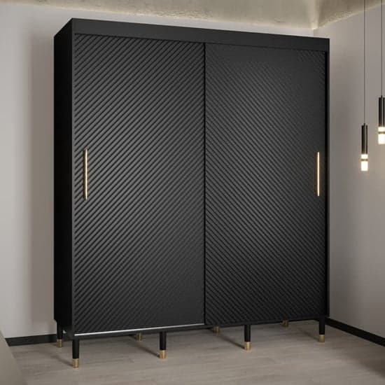 Metz I Wooden Wardrobe With 2 Sliding Doors 180cm In Black_1
