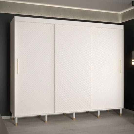 Metz I Wooden Wardrobe With 3 Sliding Doors 250cm In White_1