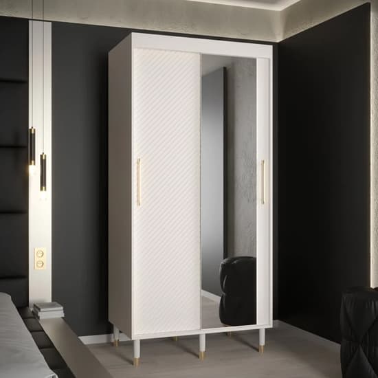 Metz II Mirrored Wardrobe With 2 Sliding Doors 100cm In White_1