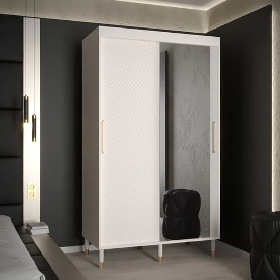 Metz II Mirrored Wardrobe With 2 Sliding Doors 120cm In White_1