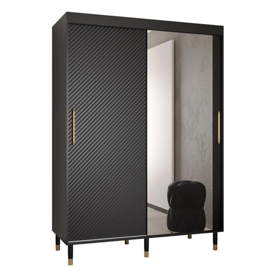 Metz II Mirrored Wardrobe With 2 Sliding Doors 150cm In Black_6