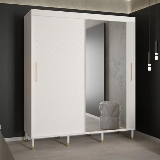 Metz II Mirrored Wardrobe With 2 Sliding Doors 180cm In White_1
