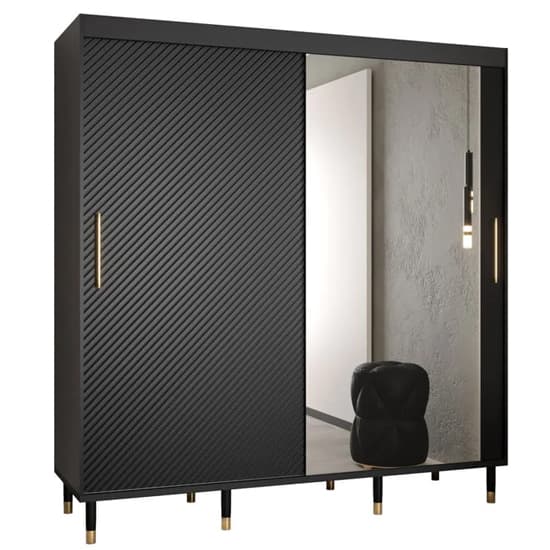 Metz II Mirrored Wardrobe With 2 Sliding Doors 200cm In Black_6
