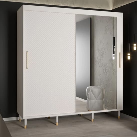 Metz II Mirrored Wardrobe With 2 Sliding Doors 200cm In White_1