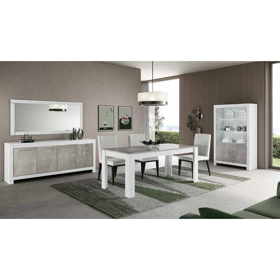 Metz Gloss Display Cabinet 2 Doors In White And Grey With LED_2
