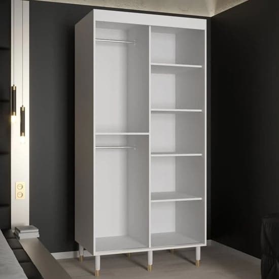 Metz Wooden Wardrobe With 2 Sliding Doors 100cm In White_2
