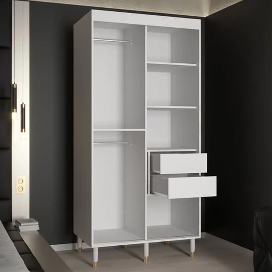 Metz Wooden Wardrobe With 2 Sliding Doors 100cm In White_3