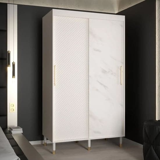 Metz Wooden Wardrobe With 2 Sliding Doors 120cm In White_1