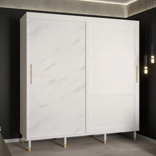 Metz Wooden Wardrobe With 2 Sliding Doors 200cm In White_1