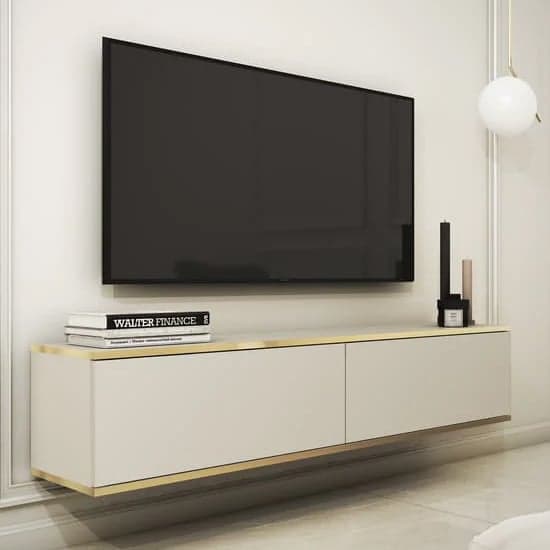 Mexico Floating Wooden TV Stand With 2 Doors In Beige_1