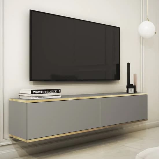 Mexico Floating Wooden TV Stand With 2 Doors In Grey_1