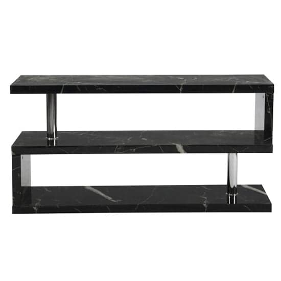 Miami High Gloss S Shape TV Stand In Milano Marble Effect_3
