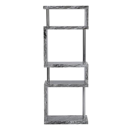 Miami High Gloss Grey Shelving Unit In Melange Marble Effect_4