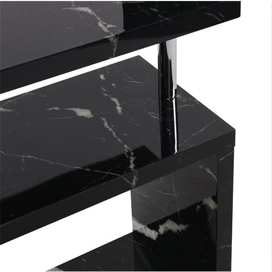 Miami High Gloss Slim Shelving Unit In Milano Marble Effect_9